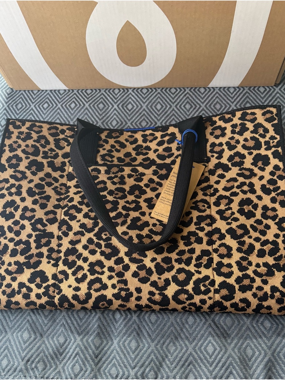 Rothy's Leopard Jacquard Tote in Brown and Black ,Toasty Cat - Picture 6 of 10